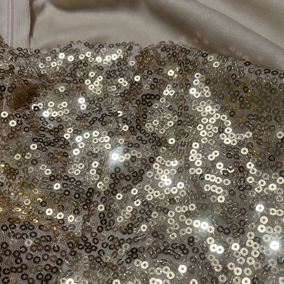 Chic Me Gold Sequin One Shoulder Dress Sz XL Women - Picture 8 of 8